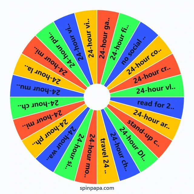 24-Hour Challenge Ideas Picker Wheel - Spinpapa