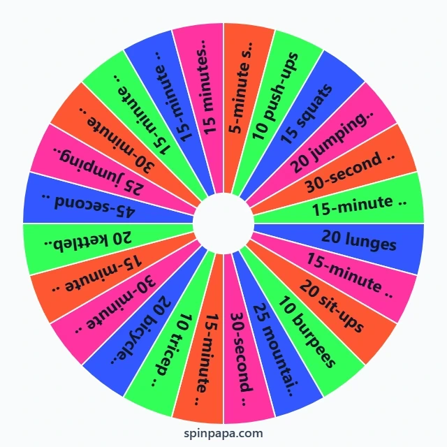 Daily Fitness Workout Challenges Picker Wheel - Spinpapa