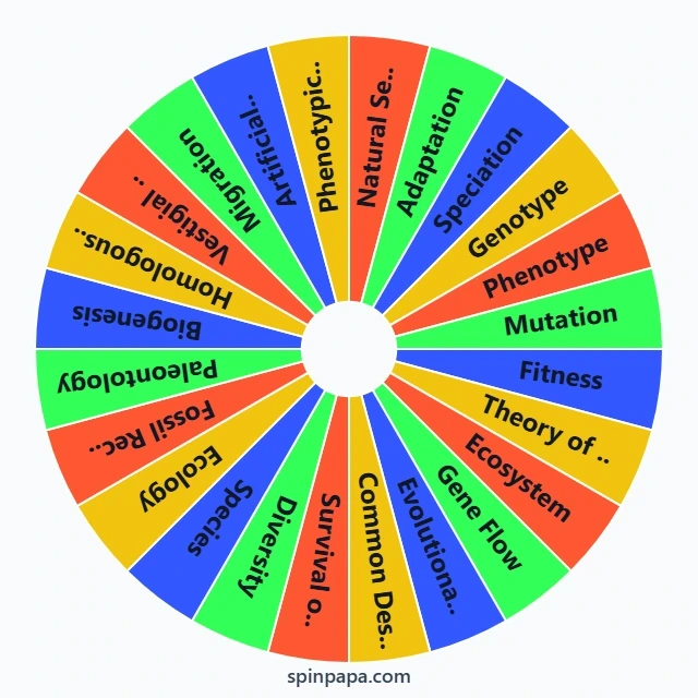 Evolution Vocabulary Words Picker Wheel - Spinpapa