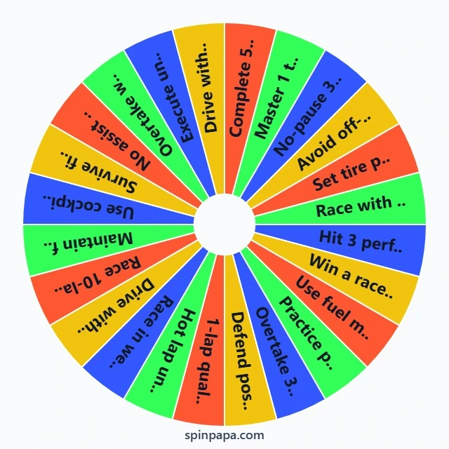 Formula Racing Challenge Picker Wheel