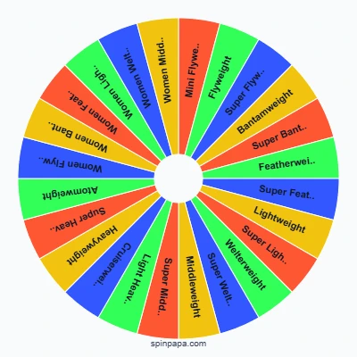Kickboxing Weight Classes Picker Wheel