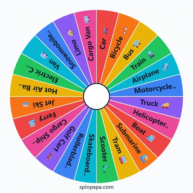 Random Vehicle Generator - Spin & Pick - Spinpapa