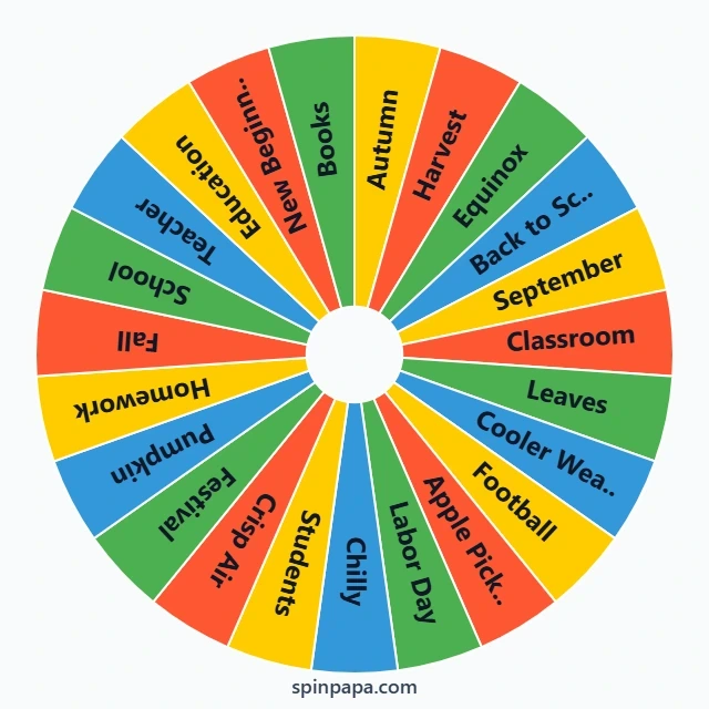 September Month Vocabulary Words Picker Wheel