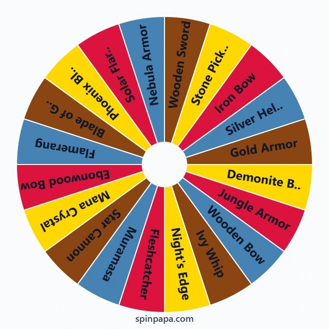 Terraria Craftable Items and Weapons Picker Wheel