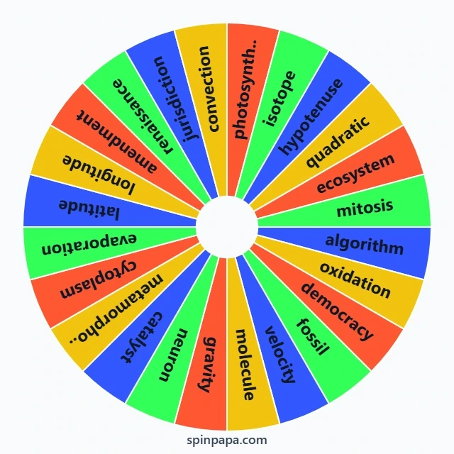 Tier 3 Vocabulary Words Picker Wheel